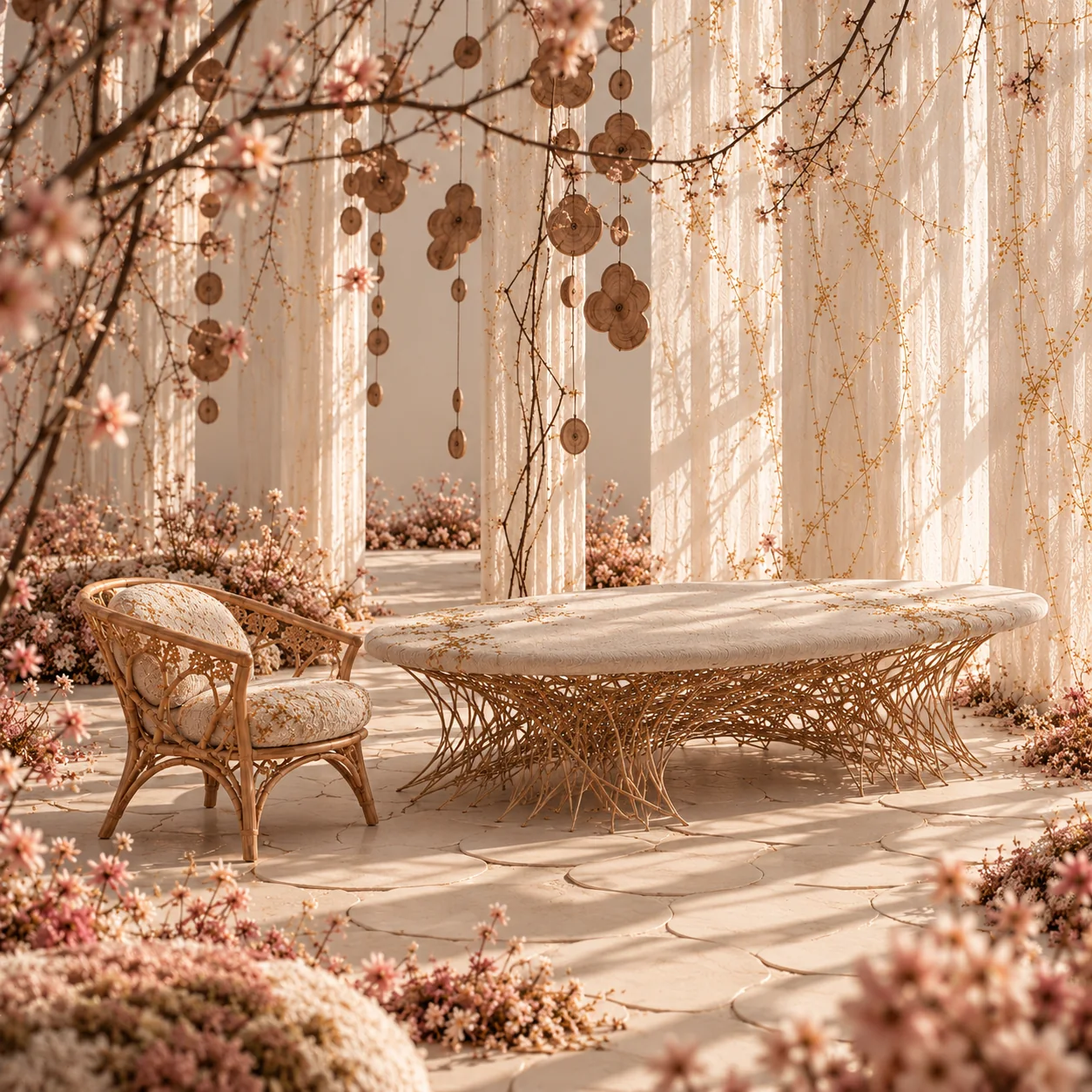 Le fauteuil à côté de la table basse ovale
